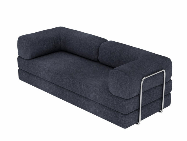 82" Blue Chenille Convertible Futon Sleeper Sofa