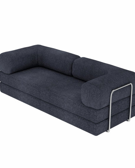 82" Blue Chenille Convertible Futon Sleeper Sofa