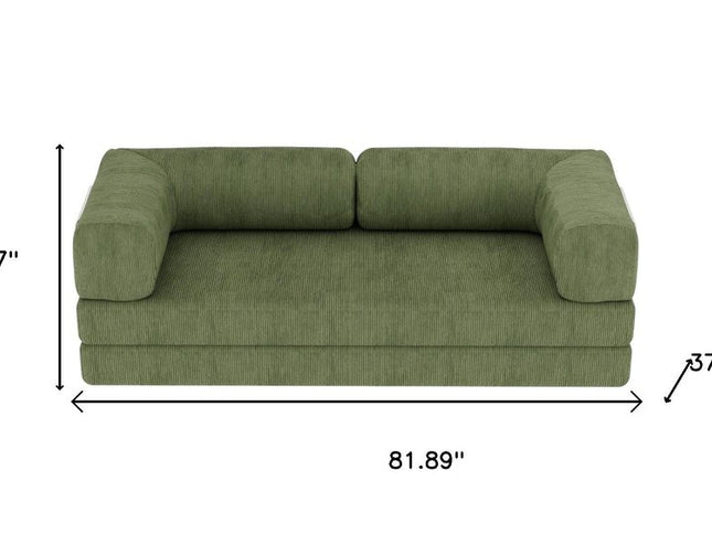 82" Green Corduroy Convertible Futon Sleeper Sofa