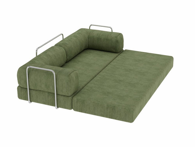 82" Green Corduroy Convertible Futon Sleeper Sofa