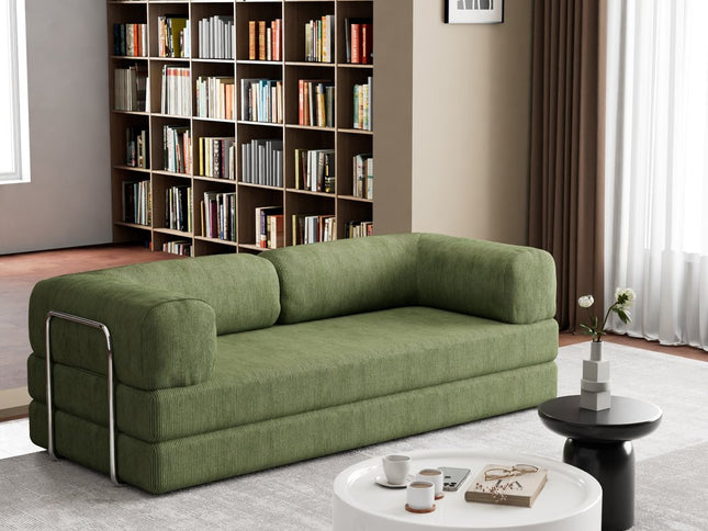 82" Green Corduroy Convertible Futon Sleeper Sofa