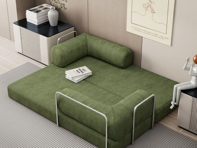 82" Green Corduroy Convertible Futon Sleeper Sofa