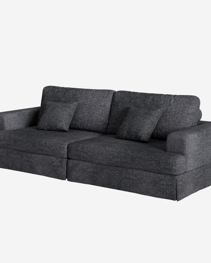 94" Gray Chenille Modular Stainless Steel Sleeper Sofa With Toss Pillows