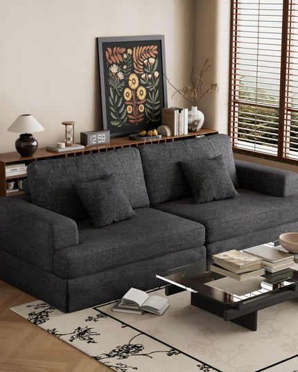 94" Gray Chenille Modular Stainless Steel Sleeper Sofa With Toss Pillows