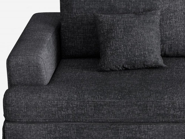 94" Gray Chenille Modular Stainless Steel Sleeper Sofa With Toss Pillows