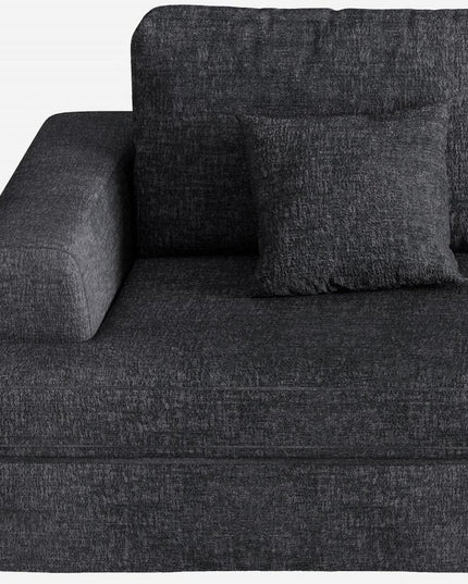 94" Gray Chenille Modular Stainless Steel Sleeper Sofa With Toss Pillows