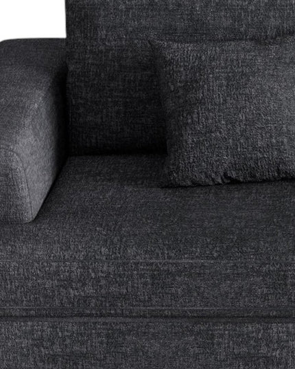 94" Gray Chenille Modular Stainless Steel Sleeper Sofa With Toss Pillows