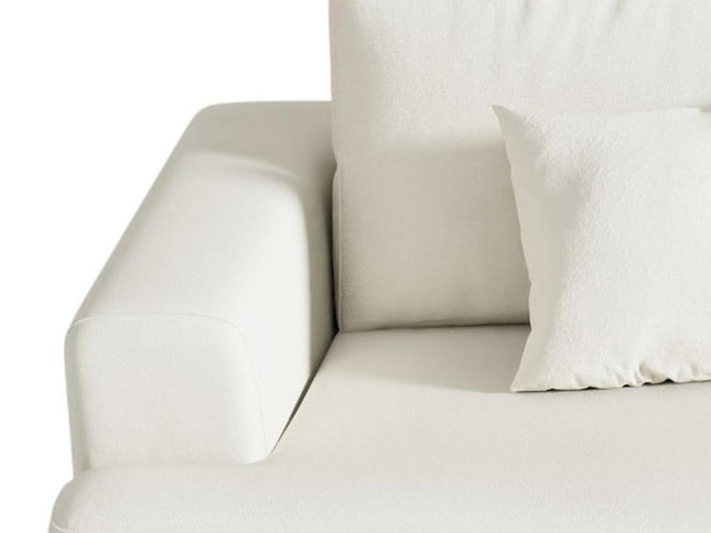 94" White Chenille Modular Stainless Steel Sleeper Sofa With Toss Pillows