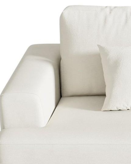 94" White Chenille Modular Stainless Steel Sleeper Sofa With Toss Pillows