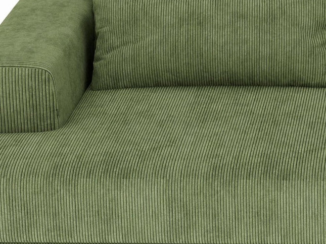 93" Green Corduroy Modular Stainless Steel Sleeper Sofa With Toss Pillows