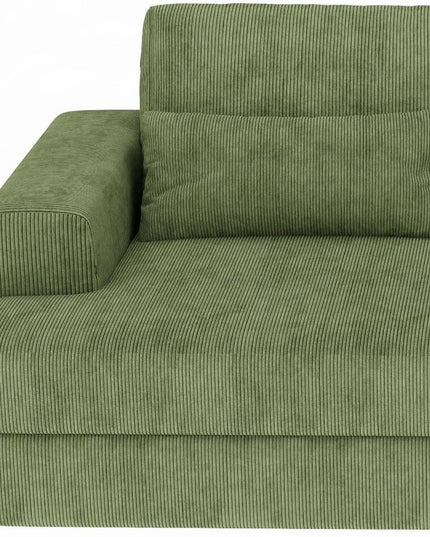 93" Green Corduroy Modular Stainless Steel Sleeper Sofa With Toss Pillows