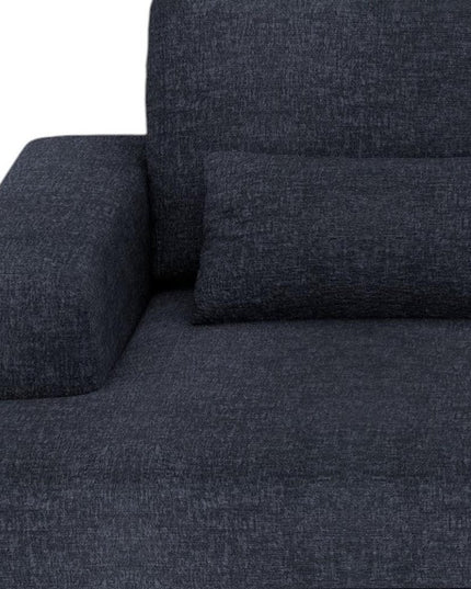 93" Blue Chenille Modular Stainless Steel Sleeper Sofa With Toss Pillows