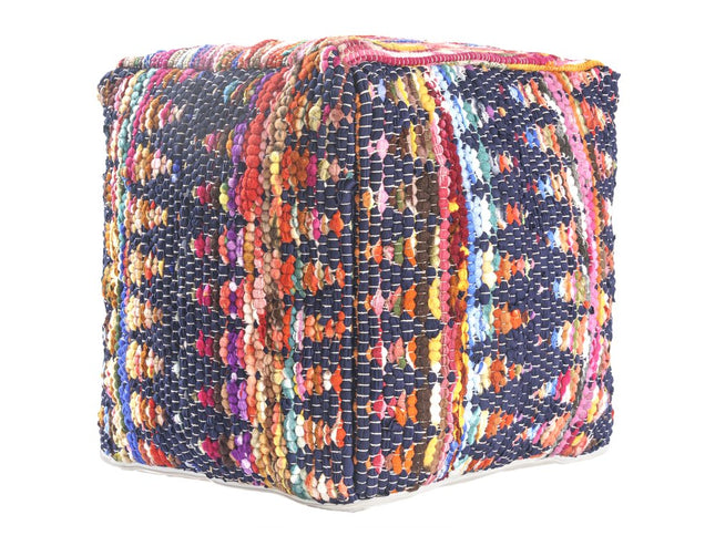 18" Blue Upholstery Cube Pouf Ottoman