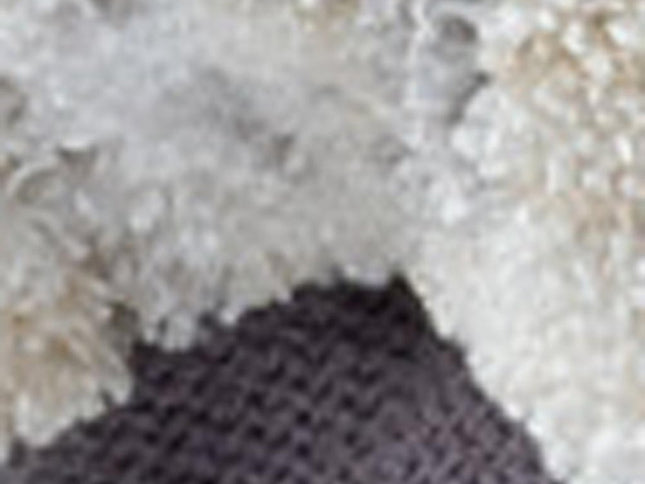 18" Ivory and Light Gray Upholstered Medallion Pouf Ottoman