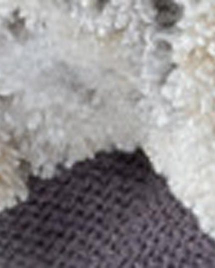 18" Ivory and Light Gray Upholstered Medallion Pouf Ottoman