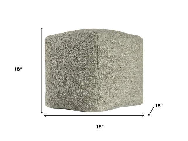 18" Sage Boucle Pouf Ottoman