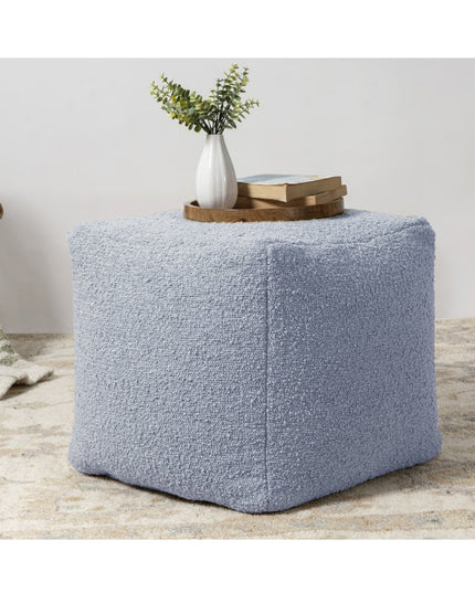 18" Blue Boucle Pouf Ottoman