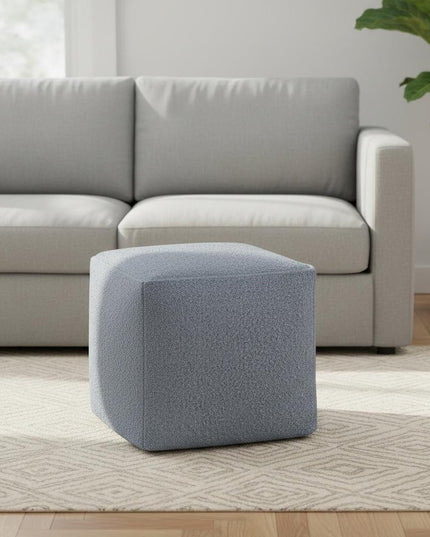 18" Blue Boucle Pouf Ottoman