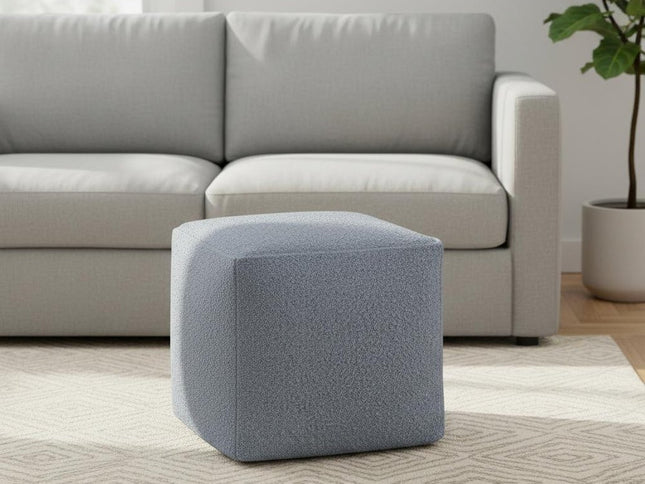 18" Blue Boucle Pouf Ottoman