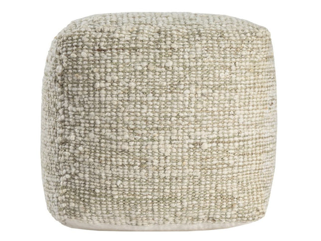 18" Ivory Upholstery Striped Pouf Ottoman