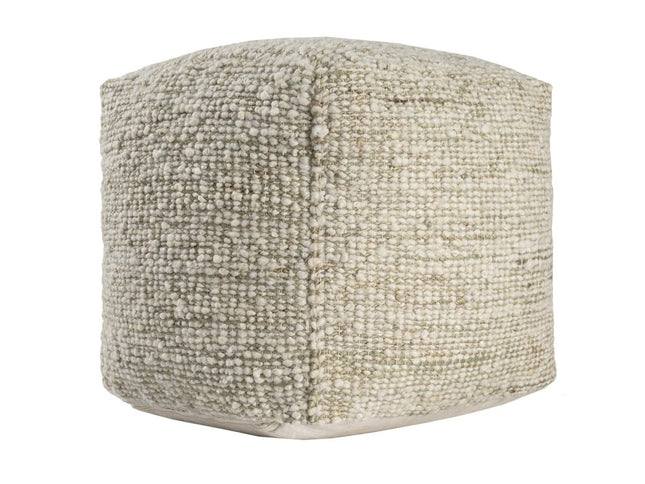 18" Ivory Upholstery Striped Pouf Ottoman
