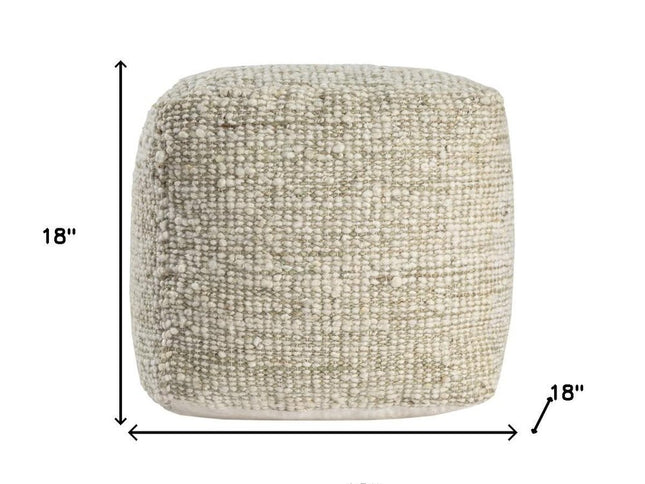18" Ivory Upholstery Striped Pouf Ottoman