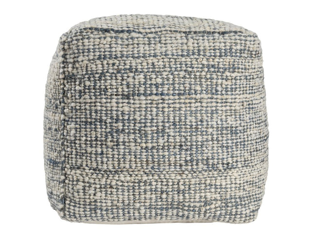 18" Ivory Upholstery Striped Pouf Ottoman