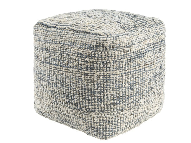 18" Ivory Upholstery Striped Pouf Ottoman