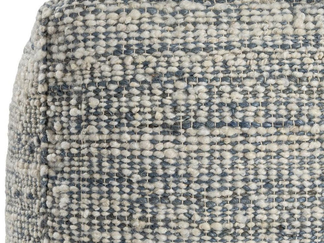 18" Ivory Upholstery Striped Pouf Ottoman