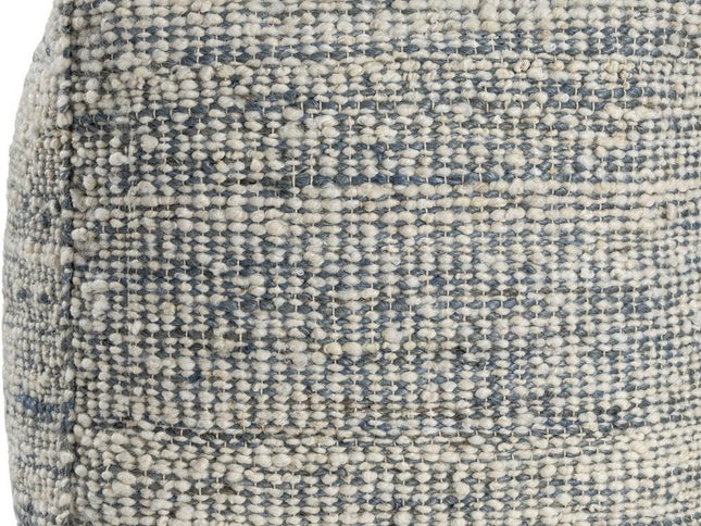 18" Ivory Upholstery Striped Pouf Ottoman