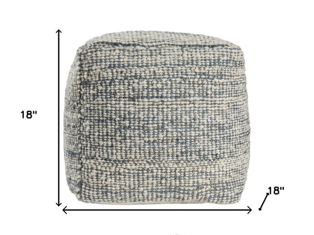 18" Ivory Upholstery Striped Pouf Ottoman