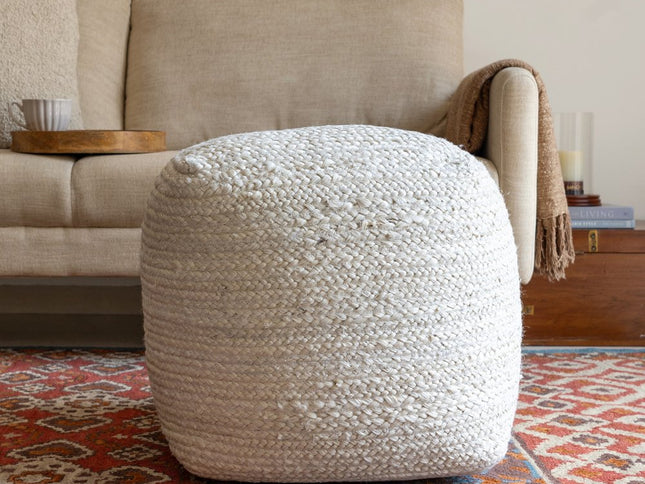 18" Natural Jute Pouf Ottoman