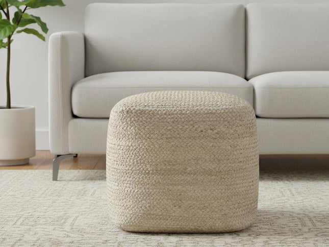 18" Natural Jute Pouf Ottoman
