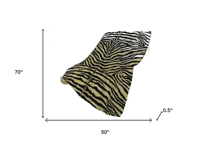 50" X 70" Black And Beige Animal Print Polyester Woven Plush Throw Blanket