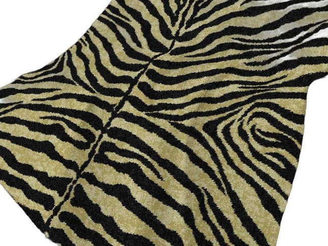 50" X 70" Black And Beige Animal Print Polyester Woven Plush Throw Blanket