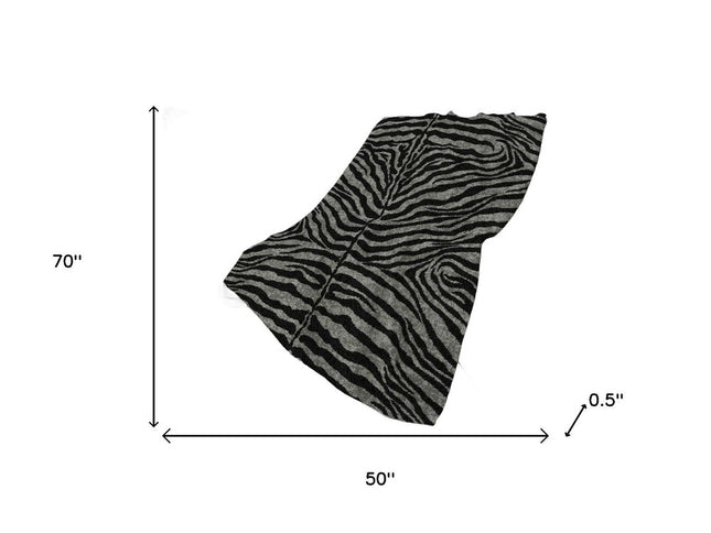 50" X 70" Gray And Black Animal Print Polyester Woven Plush Throw Blanket