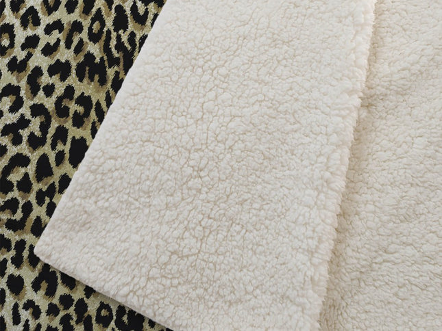 50" X 70" Black And Beige Animal Print Polyester Woven Plush Throw Blanket