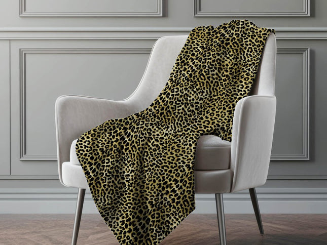 50" X 70" Black And Beige Animal Print Polyester Woven Plush Throw Blanket