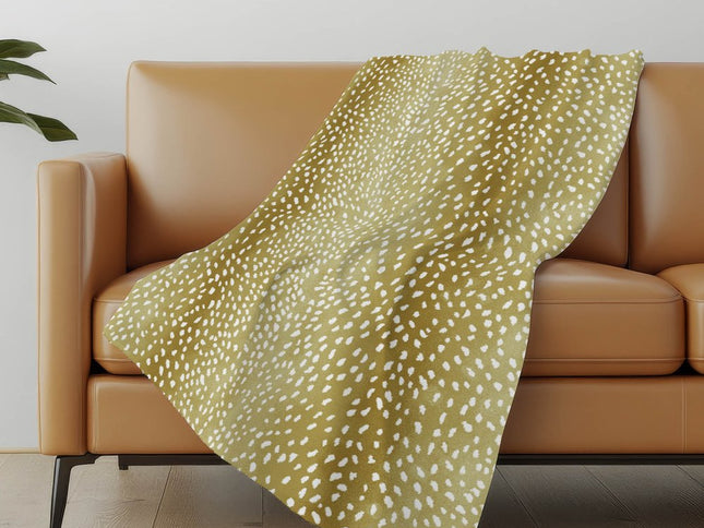 50" X 70" Ivory And Gold Animal Print Polyester Woven Plush Throw Blanket