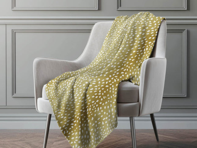 50" X 70" Ivory And Gold Animal Print Polyester Woven Plush Throw Blanket