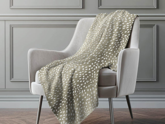 50" X 70" Fawn And Ivory Animal Print Polyester Woven Plush Throw Blanket