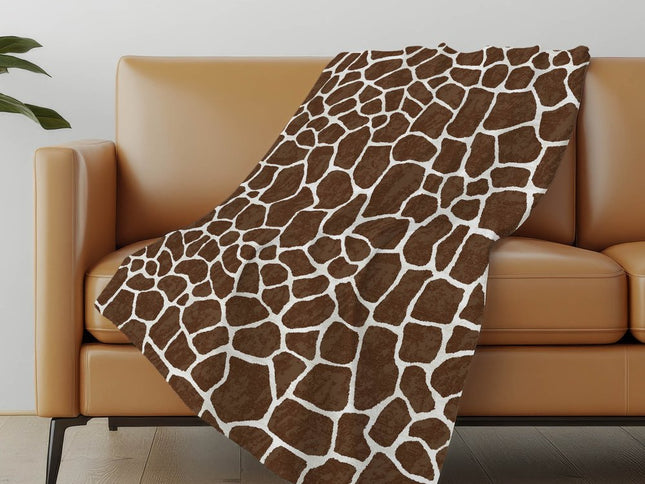 50" X 70" Coffee And Ivory Animal Print Polyester Woven Plush Throw Blanket