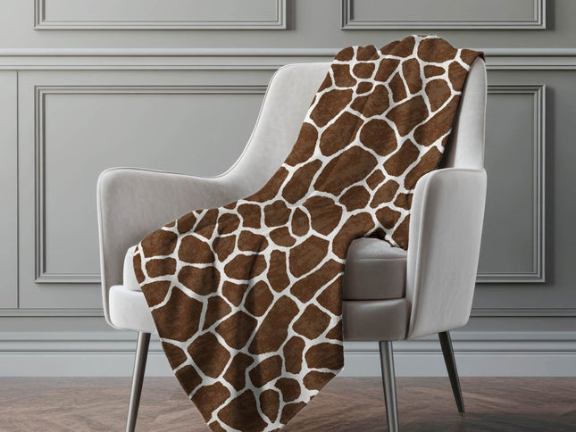 50" X 70" Coffee And Ivory Animal Print Polyester Woven Plush Throw Blanket