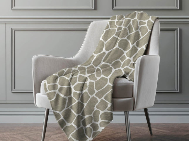 50" X 70" Taupe And Ivory Animal Print Polyester Woven Plush Throw Blanket