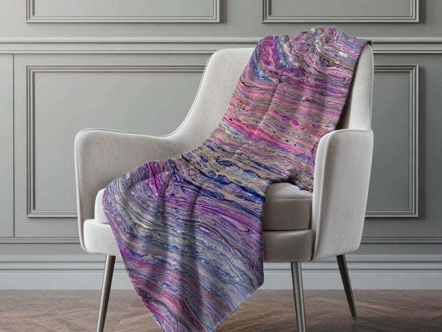 50" X 70" Lavender Blue And Ivory Abstract Polyester Woven Plush Throw Blanket