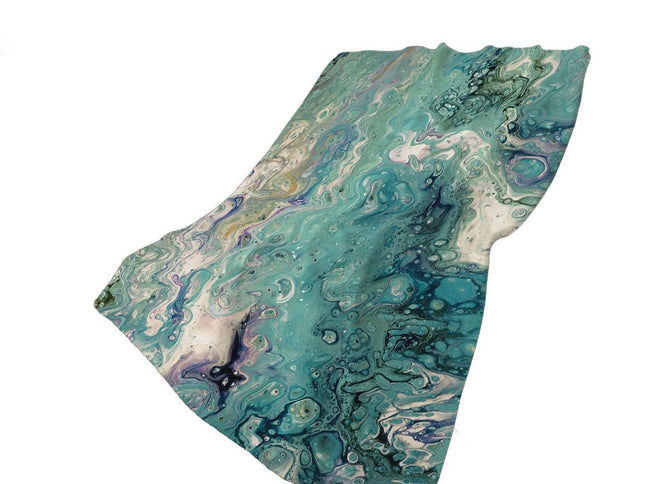 50" X 70" Teal And Ivory Abstract Polyester Woven Plush Throw Blanket