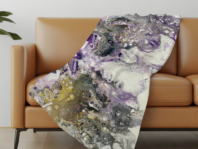 50" X 70" Amethyst And Ivory Abstract Polyester Woven Plush Throw Blanket