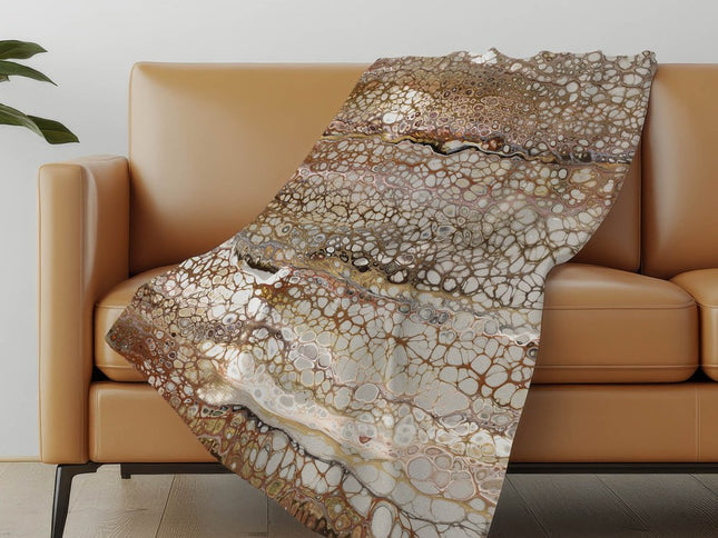 50" X 70" Chocolate And Ivory Abstract Polyester Woven Plush Throw Blanket