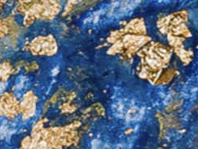 50" X 70" Blue Ivory And Gold Abstract Polyester Woven Plush Throw Blanket