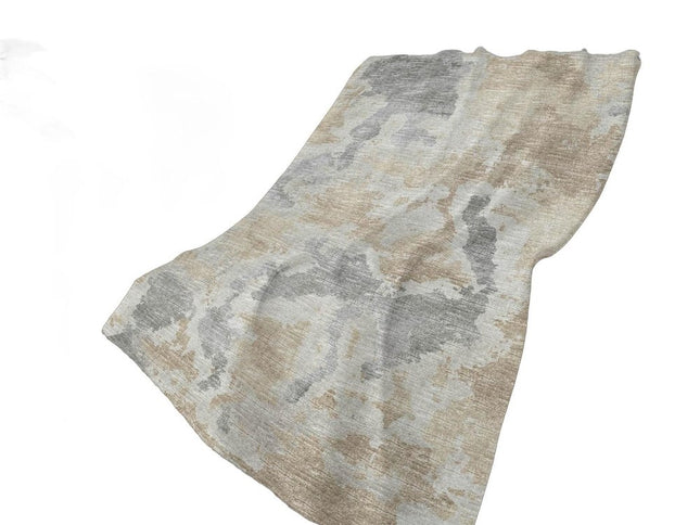 50" X 70" Beige And Gray Abstract Polyester Woven Plush Throw Blanket